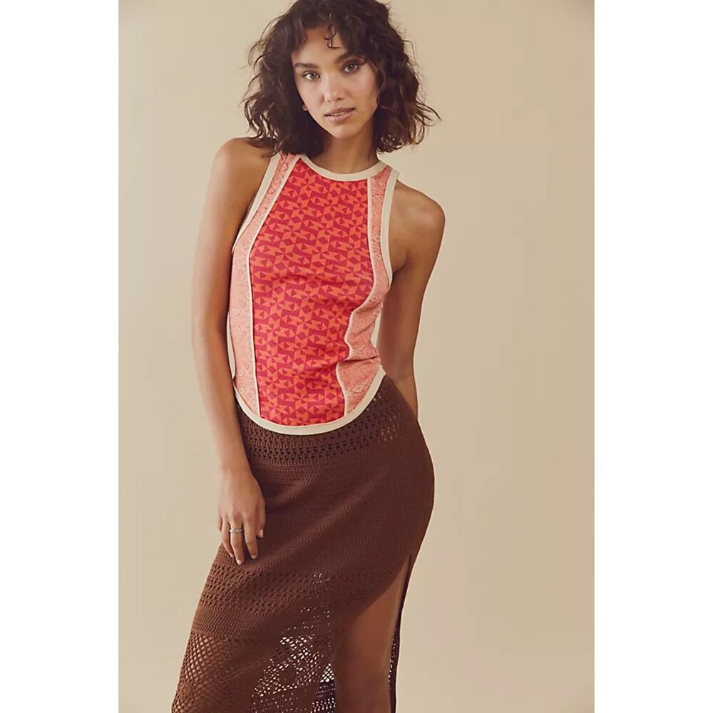 Free People Movement Too Hot To Handle Tank in Peach Combo Size S